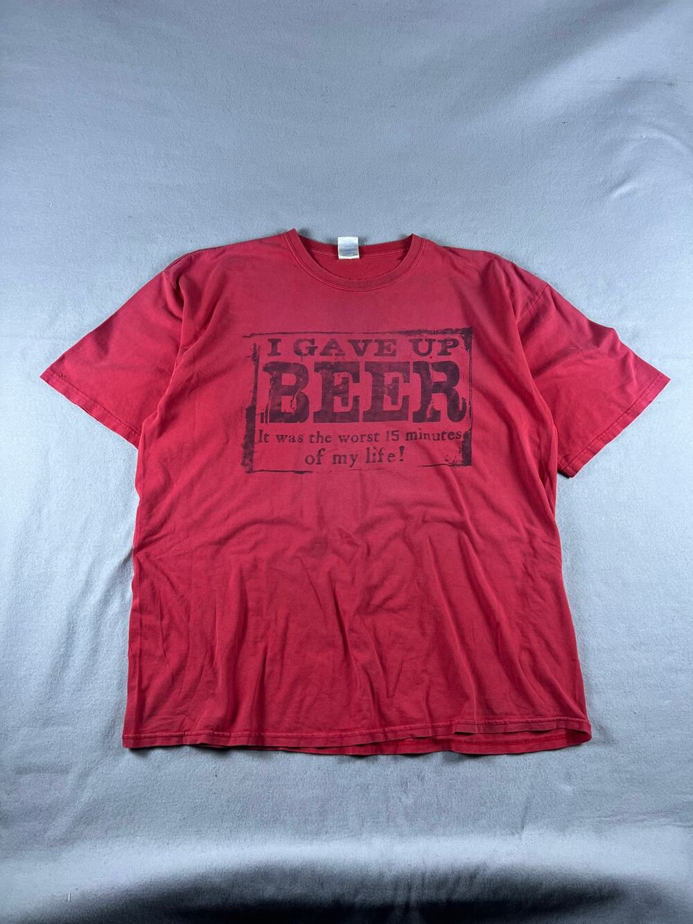 Graphics T-Shirt Mens 2XLT Red I Gave Up Beer Worst 15 Minutes Funny Humor Gag